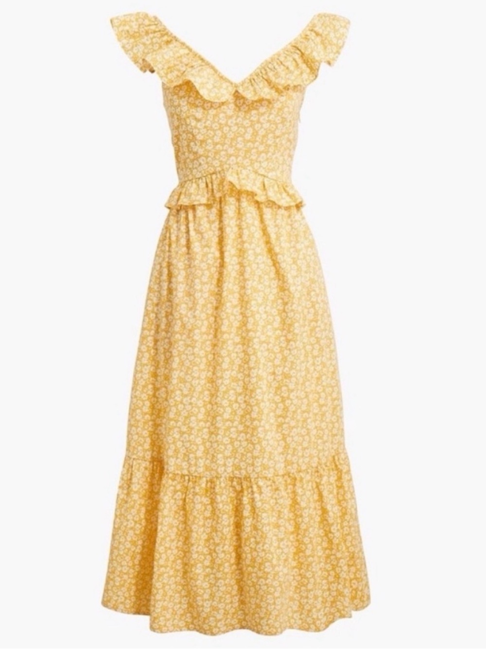 Yellow Floral Ruffle Maxi Dress